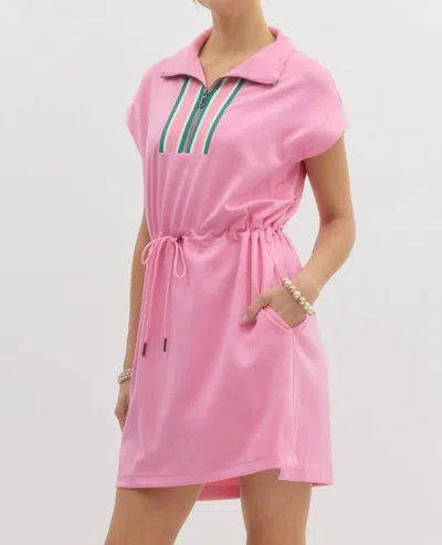 Entro Every Time Dress In Mango Mosaic Pink