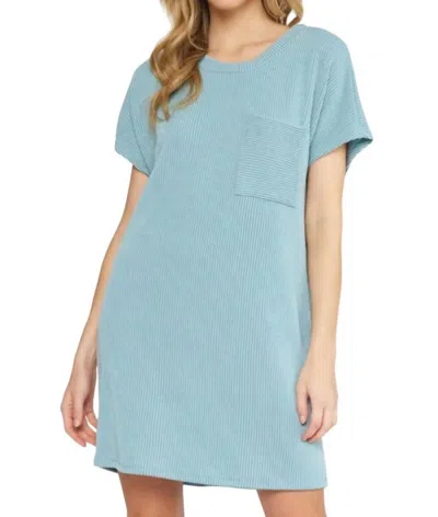 Entro Everyday Favorite Ribbed Knit Dress In Blue