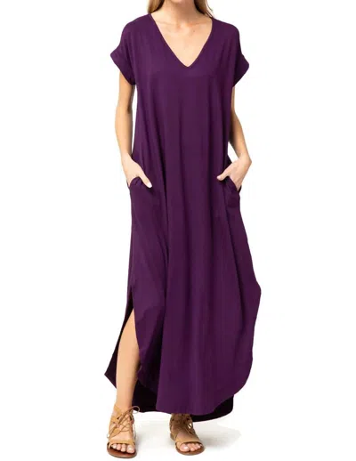 Entro Everyday Pocket Dress In Plum In Burgundy