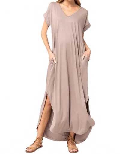 Entro Everyday Pocket Maxi Dress In Shitake In Pink