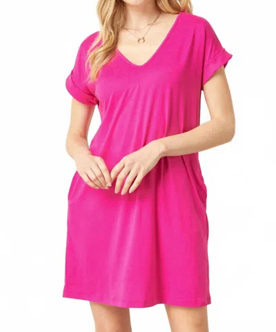 Entro Everyday Pocket Short Dress In Fuchsia In Pink
