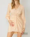 Entro Evie Faux Wrap Mini Dress In Peach In Pink