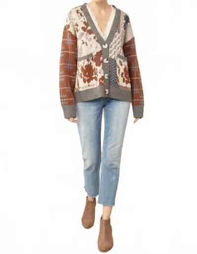Entro Exile Cardigan Sweater In Brown Multi