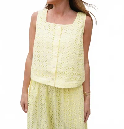 Entro Eyelet Button Front Top In Butter Yellow In Green