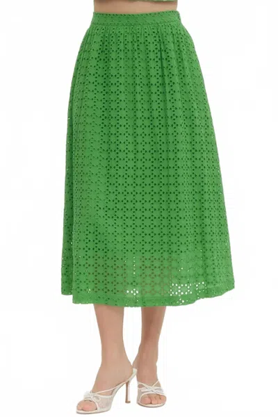Entro Eyelet Detailed Midi Skirt In Kelly Green In Gray