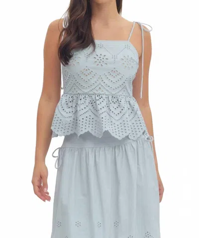 Entro Eyelet Embroidered Tank In Light Blue