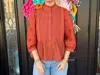 Entro Eyelet Sleeve Top In Rust
