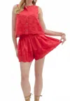 Entro Eyelet Sleveless Top In Red In Red
