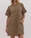 Entro Fabulously Wild Leopard Swing Mini Dress In Camel In Brown