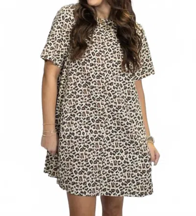 Entro Fabulously Wild Leopard Swing Mini Dress In Ecru In Brown