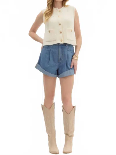 Entro Fair Weather Denim Short In Dark Wash In Blue