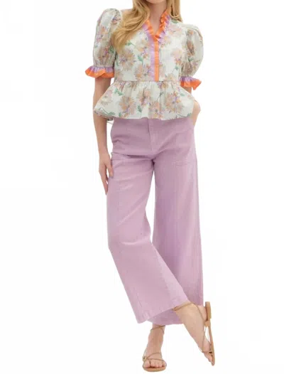 Entro Faith Floral Top In Orange, Yellow, & Purple In Multi
