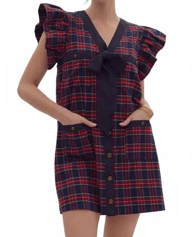 Entro Faith Mini Dress In Navy/ Red In Multi