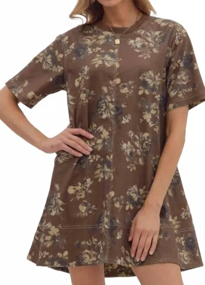Entro Fall Blooms Dress In Brown