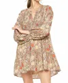 Entro Fall Floral Long-sleeved Dress In Mocha In Brown