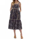 Entro Fall Toile Midi Dress In Navy Blue In Blue