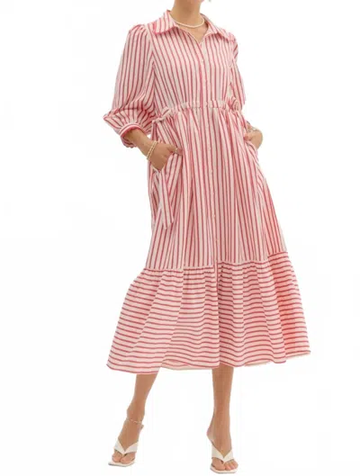 Entro Fallon Striped Midi Dress In Red