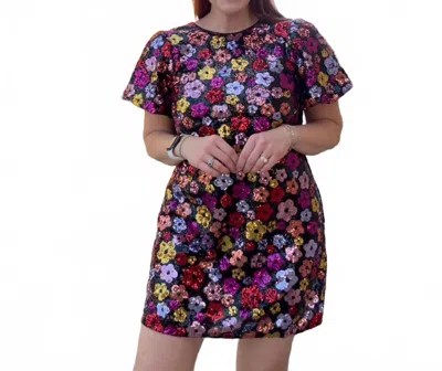 Entro Fancy Floral Dress In Black In Multi