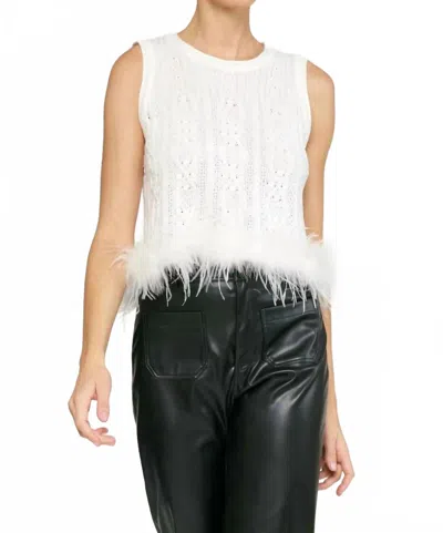 Entro Feathered Frost Knit Tank In White