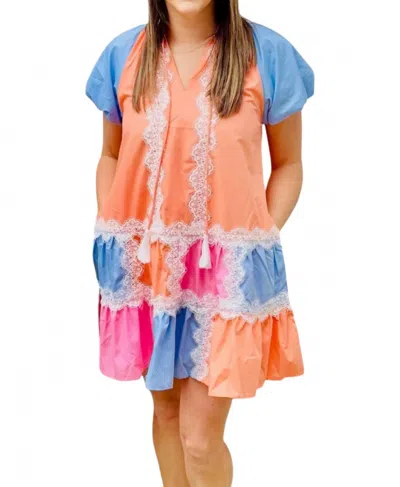 Entro Felicity Mini Dress In Orange Multi