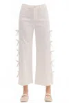 Entro Cropped Fixed Mini Bows Jeans In White In White