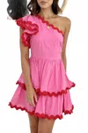Entro Fiesta One Shoulder Mini Dress In Pink In Multi