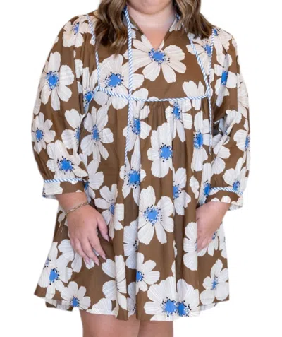 Entro Flirty Floral Dress - Plus In Blue