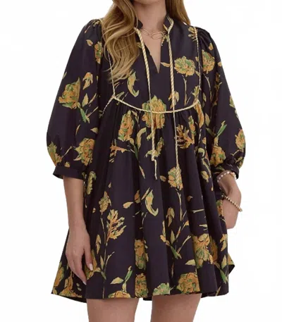 Entro Flirty Floral Mini Dress In Black