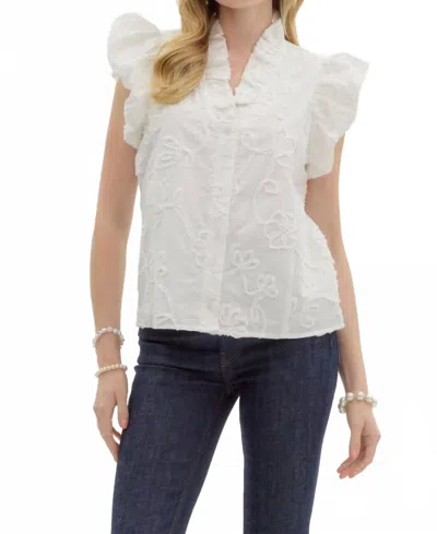 Entro Floral Applique Blouse In Off White