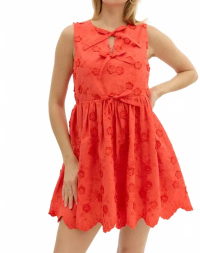 Entro Floral Applique Dress With Bows In Orange