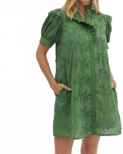 Entro Floral Applique Mini Dress In Green