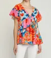 Entro Floral Babydoll Ruffle Sleeve Top In Pink