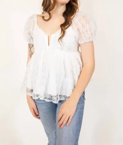 Entro Floral Babydoll Top In White