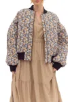 Entro Look Out For You Floral Quilted Bomber Jacket In Black In Multi