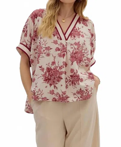 Entro Floral Burst Dolman Top In Brown In Multi