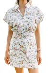 Entro Floral Button Up Skort Romper In Ivory In Multi