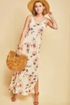 Entro Floral Crewneck Maxi Dress In Multi
