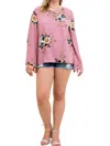 Entro Floral Criss Cross Top In Mauve In Multi