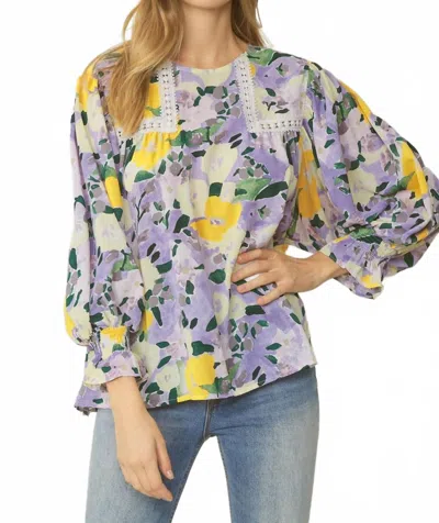Entro Floral Crochet Trim Blouse In Multi