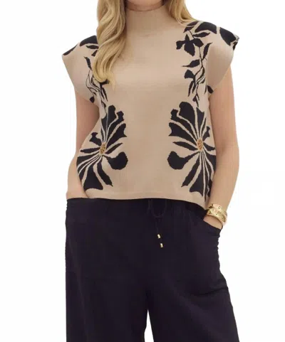 Entro Floral Detail Sweater In Beige In Neutral