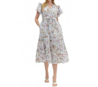 Entro Floral Dress In Blue In White