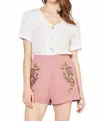 Entro Floral Embroidered Shorts In Mauve In Pink