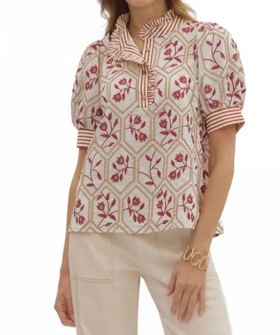 Entro Floral Embroidered Top In Multi