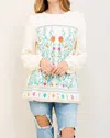 Entro Floral Embroidered Tunic Blouse In Cream