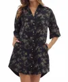 Entro Floral Half Sleeve Button Mini Dress In Black In Black