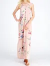 Entro Floral Halter Maxi Dress In Blush In Gold