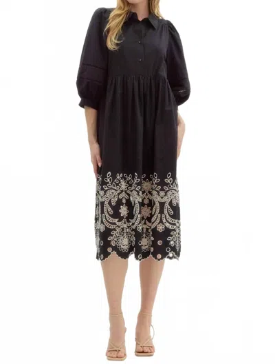 Entro Floral Hem Midi Dress In Black