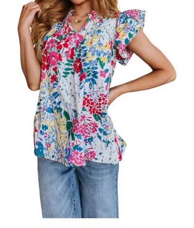 Entro Floral Impressions Blouse In Pink In Multi
