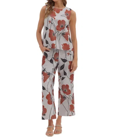 Entro Floral Jacquard Pant In Silver Multi