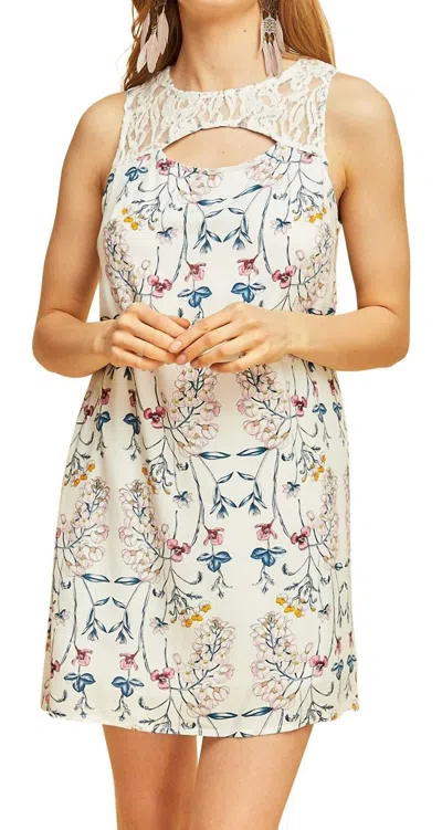 Entro Floral Lace Dress In White Multi